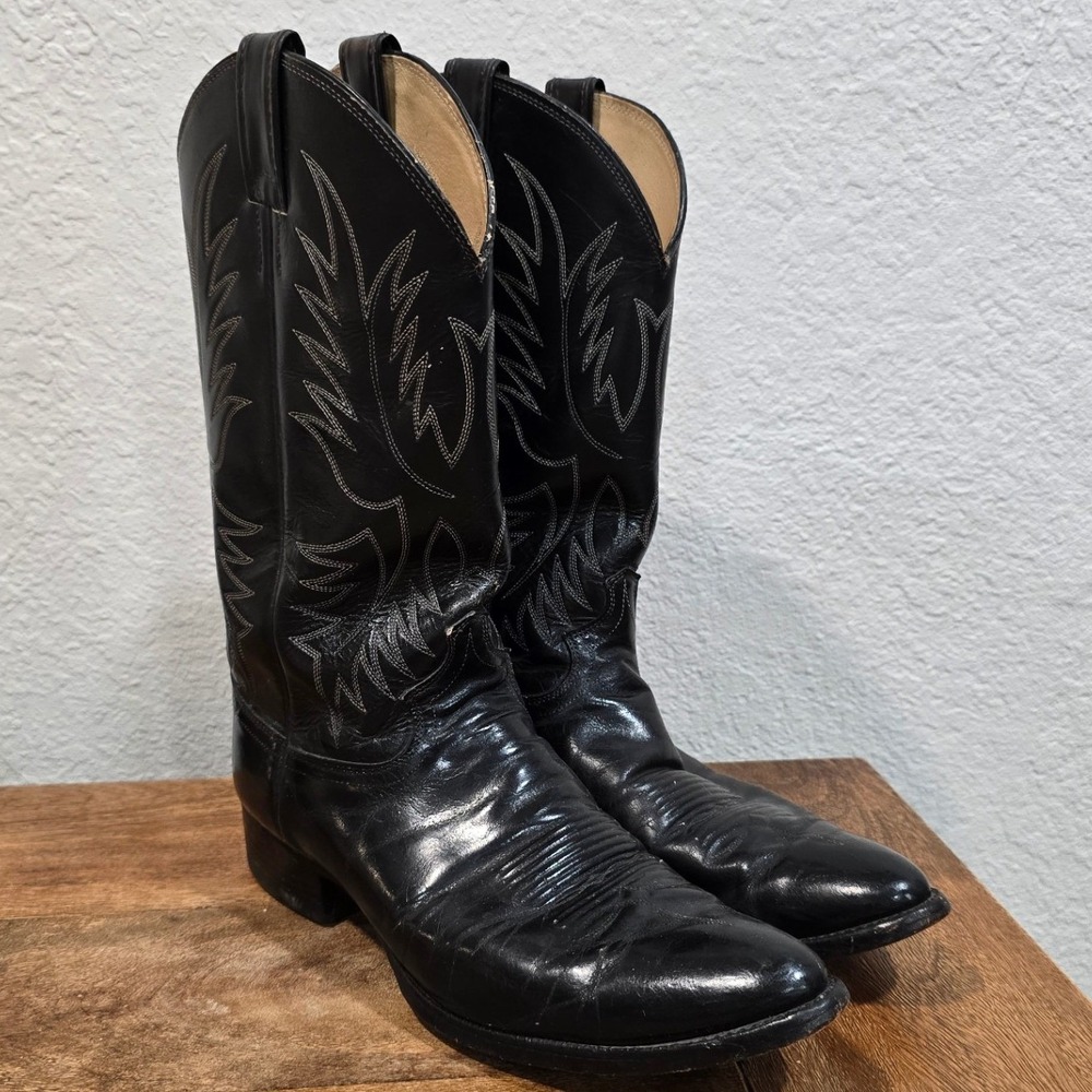 Vtg Justin 2041 Black Boots Men's Size 11D 80's